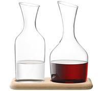 LSA International Wine WI25 Jarra para vino y jarra para agua con base de roble, 1.2 y 1.4 L, transparente