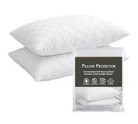 LSC - Juego de 2 Protectores de Almohada, Acolchados, ultrasuaves, antialérgicos, Transpirables y cómodos, de Microfibra, Color Blanco, 48 x 74 cm (Paquete de 2)