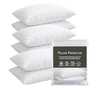 LSC - Juego de 6 Protectores de Almohada, Acolchados, Ultra Suaves, antialérgicos, Transpirables y cómodos, de Microfibra, Color Blanco, 48 x 74 cm (Paquete de 6)