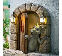 LSDZHK Escultura de dragón para patio, decoración de pared, estatua de resina resistente a la intemperie, bonita estatua de dragón de resina para jardín, figuras artísticas para decoración de patio
