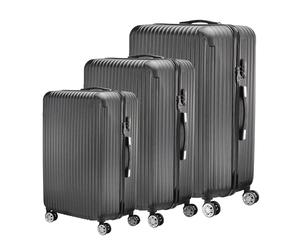 LSFYYDS Juego de 3 maletas rígidas extensibles, ligeras, 100 % PC, duraderas, con candado TSA y 4 ruedas de 360°, juego de maleta, juego de equipaje, negro A, large, Unisex