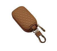 LSGGTIM Funda de piel auténtica para llave de coche, portátil, universal, con llavero, con cremallera, para llaves, 9 cm x 5,5 cm