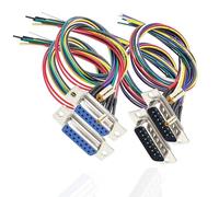 Lsgoodcare 4 conectores RS232 DB15 Serial VGA de 15 pines hembra, 2 filas, tipo soldadura, conector D-SUB macho con cable de 11.81 pulgadas