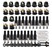 Lsgoodcare 60 unids 5.5 mm x 2.1 mm macho DC enchufe de alimentación de soldadura conector adaptador de enchufe y hembra Dc Jack 3 pines montaje en panel conector y enchufe a prueba de polvo