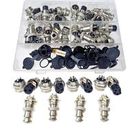 Lsgoodcare - Juego de 60 conectores de alambre de aviación de metal para cable de aviación de 2 pines, 3 pines, 4 pines, 5 pines, 16 mm, rosca macho y hembra, con tapas de