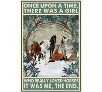 LSGX Letrero de metal de aluminio con texto en inglés "Funny Horse There Was A Girl Who Really Loved Horses" para decoración de pared del hogar, 20,3 x 30,5 cm, vintage 976