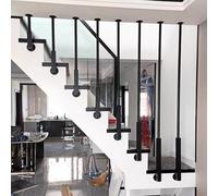 LShape - Barandilla de escalera negra para áticos, columnas divisoras de metal, barra de seguridad, separador de habitaciones, estilo de 4,85 cm, sistema de barandilla de escalera duradero