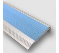 LShaped - Tiras de aluminio antideslizantes para bordes de escalera, para uso en interiores y exteriores, 91,4 cm, 101,6 cm, 121,9 cm, 139,7 cm, color azul cielo (140 cm), solución de seguridad para