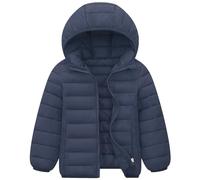 LSHDCER Chaqueta Invierno Niños Abrigo Con Capucha Niñas Ligero Acolchado Abrigo Cálido Grueso Parka, Azul Marino, 160/12-13 años
