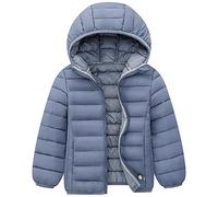 LSHDCER Chaqueta Invierno Niños Abrigo Con Capucha Niñas Ligero Acolchado Abrigo Cálido Grueso Parka, Gris Claro, 160/12-13 años