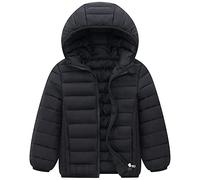 LSHDCER Chaqueta Invierno Niños Abrigo Con Capucha Niñas Ligero Acolchado Abrigo Cálido Grueso Parka, Negro, 170/14-15 años