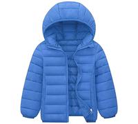 LSHDCER Chaqueta Invierno Niños Abrigo Con Capucha Niñas Ligero Acolchado Abrigo Cálido Grueso Parka, Azul Precioso, 160/12-13 años
