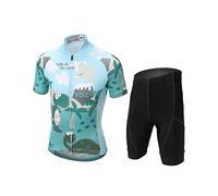 LSHEL Traje Ciclismo Niños para Verano, Ciclismo Maillot y Culotte Ciclismo para Deportes al Aire Libre Ciclo Bicicleta, Dragón Verde, 12-13 Años