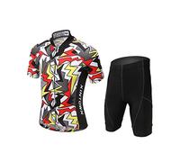 LSHEL Traje Ciclismo Niños para Verano, Ciclismo Maillot y Culotte Ciclismo para Deportes al Aire Libre Ciclo Bicicleta, Color de la Imagen, 7-9 Años
