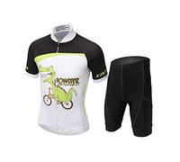 LSHEL Traje Ciclismo Niños para Verano, Ciclismo Maillot y Culotte Ciclismo para Deportes al Aire Libre Ciclo Bicicleta, Pequeño dragón, 7-9 Años