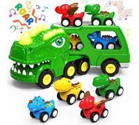 Lshfjnd Juguetes de Coches para niños pequeños de 1 2 3 4 5 años de Edad 5 en 1 Dino Transporte Carrie Camiones para niños pequeños 1-3 con Sonidos y Luces Juguetes para niños pequeños Edad 2-4