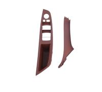 LSHIJI Manijas Interiores Para Coche Reposabrazos de puerta Interior calidad, Panel embellecedor, tirador, conjunto repuesto for BMW 5 Series F10 F11 F18 520i 523i 525i 528i 535i(Red Brown LHD 2PCS)