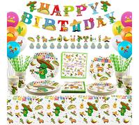 LSJDEER 226 piezas de suministros para fiestas temáticas mexicanas: platos de papel, vasos, servilletas, pajitas, globos, manteles, pancartas de feliz cumpleaños para Cinco de Mayo, sirve 24