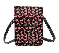 Lsjuee Bandolera de escala media negra de flamenco, bolso cruzado para teléfono móvil, cartera pequeña de Pu para mujer, bolso de hombro