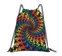 Lsjuee Bear Dancing Tie Dye Unisex Simple Ocio Bolsa con cordón, Bolsas con cordón para gimnasio, Mochila portátil para exteriores Bolsas de almacenamiento