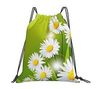 Lsjuee Bolsa con cordón de ocio Simple Unisex con margaritas y flores florales, bolsas con cordón para gimnasio, bolsas de almacenamiento portátiles para mochila al aire libre