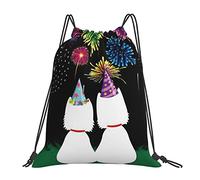 Lsjuee Bolsa con cordón de ocio Simple Unisex de Happy Year, bolsas con cordón de gimnasio, bolsas de almacenamiento de mochila portátiles al aire libre