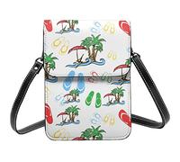 Lsjuee Bolso bandolera con diseño de palmera, bolso cruzado para teléfono móvil para mujer, cartera cruzada pequeña de Pu, bolso de hombro