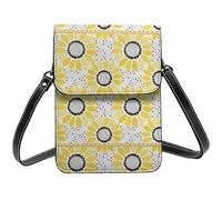 Lsjuee Bolso bandolera con ilustración colorida de Sun Flower, bolso cruzado para teléfono móvil para mujer, cartera cruzada pequeña de Pu, bolso de hombro