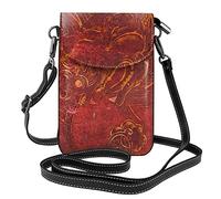Lsjuee Bolso bandolera de piel sintética con diseño de dragón antiguo de oro rojo para mujer asiática antigua, cartera espaciosa