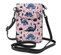 Lsjuee Bolso bandolera rosa de dinosaurio para teléfono móvil, bandolera de Pu para mujer, bandolera pequeña, monedero, bolso de hombro