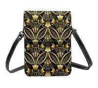 Lsjuee Bolso cruzado Art Deco dorado de concha marina sin costuras, bolso cruzado para teléfono móvil para mujer, cartera cruzada pequeña de Pu, bolso de hombro