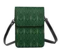 Lsjuee Bolso cruzado Art Deco en verde esmeralda, bolso cruzado para teléfono móvil para mujer, bolso cruzado pequeño de Pu, bolso de hombro