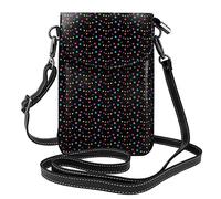 Lsjuee Bolso cruzado de confeti y estrellas para teléfono móvil, bolso cruzado de Pu para mujer, bolso cruzado pequeño, bolso de hombro