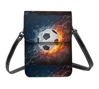 Lsjuee Bolso cruzado de fútbol en agua y fuego, bolso cruzado para teléfono móvil para mujer, bolso cruzado pequeño de Pu, bolso de hombro