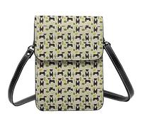 Lsjuee Bolso cruzado de tela Pitbull negro para perros, bolso cruzado para teléfono móvil, bolso cruzado pequeño de Pu para mujer, bolso de hombro
