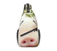 Lsjuee Bolso de pecho diagonal informal unisex con diseño de cerdo de flor de violación, bolso de hombro tipo bandolera multiusos, mochila de viaje para senderismo