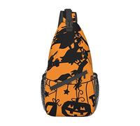 Lsjuee Bolso de pecho diagonal informal unisex volador de bruja de Halloween, bolso de hombro cruzado multiusos, mochila de viaje para senderismo