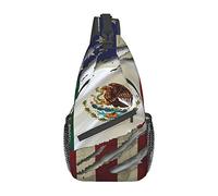 Lsjuee Bolsos cruzados con bandera de México y Estados Unidos para hombre y mujer, bolso cruzado en el pecho, mochila ajustable, bolso de hombro para ciclismo, viajes, deporte, senderismo