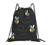 Lsjuee Bumble Bees Unisex Simple Ocio Bolsa con cordón, Bolsas con cordón para gimnasio, Mochila portátil para exteriores Bolsas de almacenamiento