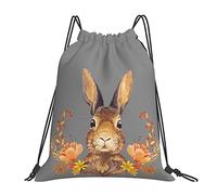 Lsjuee Bunny Rosette Unisex Simple Ocio Bolsa con cordón, Bolsas con cordón para gimnasio, Mochila portátil para exteriores Bolsas de almacenamiento