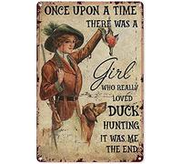 Lsjuee Cartel de chapa de metal de caza de patos, había una chica que realmente amaba la caza de patos, cartel de impresión retro Bar Restaurante Café Placa de decoración de pared 8x12 pulgadas