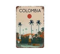 Lsjuee Cartel de chapa de metal decoración Colombia Travel Poster Funny Home Decor Wall Decor Bar Pub para Bars Club Cafe Hogar Cocina Restaurante Garage Lounge Decoración de pared