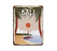 Lsjuee Cartel de viaje Bali Indonesia Vintage Cartel de chapa 8X12 pulgadas Hogar Oficina Cocina Pub Club Café Bar Granja Restaurante Colección Metal Arte de la pared Placa retro