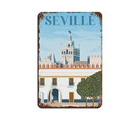 Lsjuee Cartel de viaje Sevilla Cartel de chapa vintage 8X12 pulgadas Oficina en el hogar Cocina Pub Club Café Bar Granja Restaurante Colección Metal Arte de la pared Placa retro