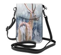 Lsjuee Ciervo en la montaña de invierno Bolso bandolera pequeño de cuero de pu para mujer Bolso lindo para teléfono
