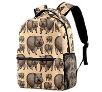Lsjuee Cute Wombats Animals Mochila Mochila de viaje Bolsas duraderas para estudiantes Senderismo al aire libre Camping Mochila de fin de semana