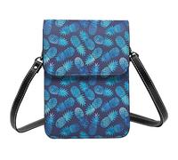 Lsjuee Figuras de pino patrón fruta exótica bandolera bandolera teléfono celular monedero mujer Pu pequeña cartera cruzada bolso de hombro