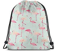 Lsjuee Flamingo Bird Bolsas con cordón Mochila Bolsa Pink Flamingo Retro Animal Love Summer Natural Seamless Pattern Sport Gym Saco Bolsa con cordón Bolsa de cuerda Bolsa de yoga para hombres Mujeres