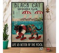 Lsjuee Gato y perro Metal Tin Sign Life is Better by The Pool Shop Man Cave Garage Home Bar Boat Decor 8 x 12 pulgadas