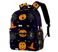 Lsjuee Halloween Pumpkin Bat Spider Backapck, Elegante Laptop Bag Casual Daypack Fit 14 pulgadas Laptop Notebook